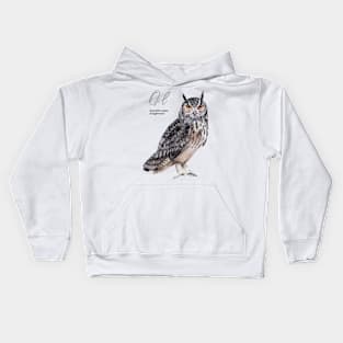 Owl Watercolor Illustration Kids Hoodie